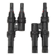 MC4 Y Branch Connectors 3 Way T Type 1 to 2 Waterproof Solar Panel Parallel Splitter, 1 Pair