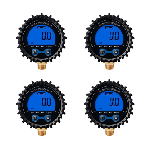 4X DäCktrycksmäTare Digital DäCktestare Display Lufttrycksmanometer SnabbkopplingskopplingsgäNga 1/4