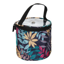 Yarn Storage Bag for Crochet and Knitting Projects, Tangle MultiCompartment Dark Blue Leaves Tote