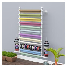 Ribbon Organizer Wall Mounted Storage Rack 100cm White, SpaceSaving Display for Craft Room and Gift Wrapping