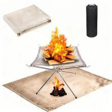 22 Inch Portable Fire Pit with Carry Bag and Mat, Foldable Stainless Steel for Outdoor Camping