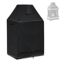 Fire Pit Cover 420D Oxford Waterproof Dustproof Outdoor Fireplace Protector with Adjustable Ropes
