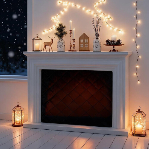 Fireplace Cover 100cm x 81cm Childproof Screen Protector Draft Blocking Energy Saving Indoor Use 2