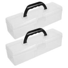 2pcs Clear Plastic Paint Brush Holder Case, Durable Easy‑Clean Art Brush Storage Box for Artists