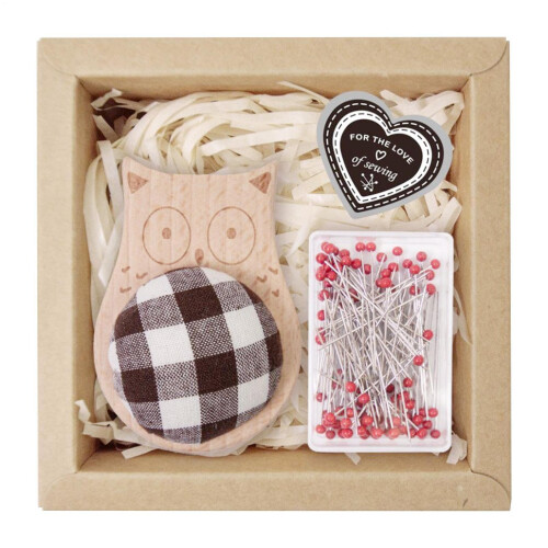 Sewing Organizer with Owl Fabric Needle Storage Cushion, BeginnerFriendly Home Décor Accent