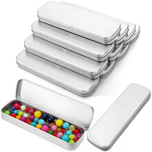 12 Pack Slim Rectangular Metal Tin Boxes with Lids, Durable Silver Hinged Containers for Crafts, DIY and Gift Storage