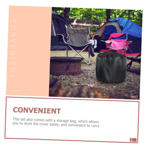 Fire Pit Cover Waterproof Outdoor BBQ Protector with Secure Drawstring Heavy Duty Round Design 1