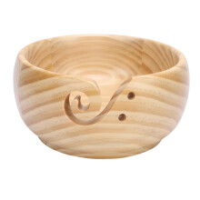 Wood Yarn Bowl for Knitting and Crocheting, Large Capacity Yarn Holder with Smooth Rotation and Slot Holes
