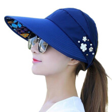 (Blue) UV Sunhat for Women - Foldable Beach Cap