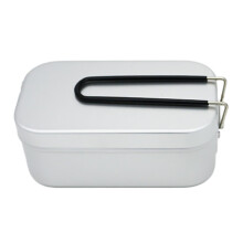 Camping Cooking Pot Lightweight Aluminum with Foldable Handle Outdoor Lunch Box for Hiking