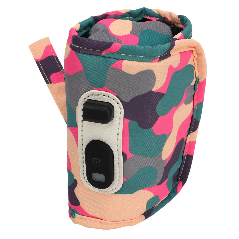 Portable Baby Bottle Warmer With Lcd Display, Usb Rechargeable Milk Warmer Bag, 5Gear Heat Control, Pink