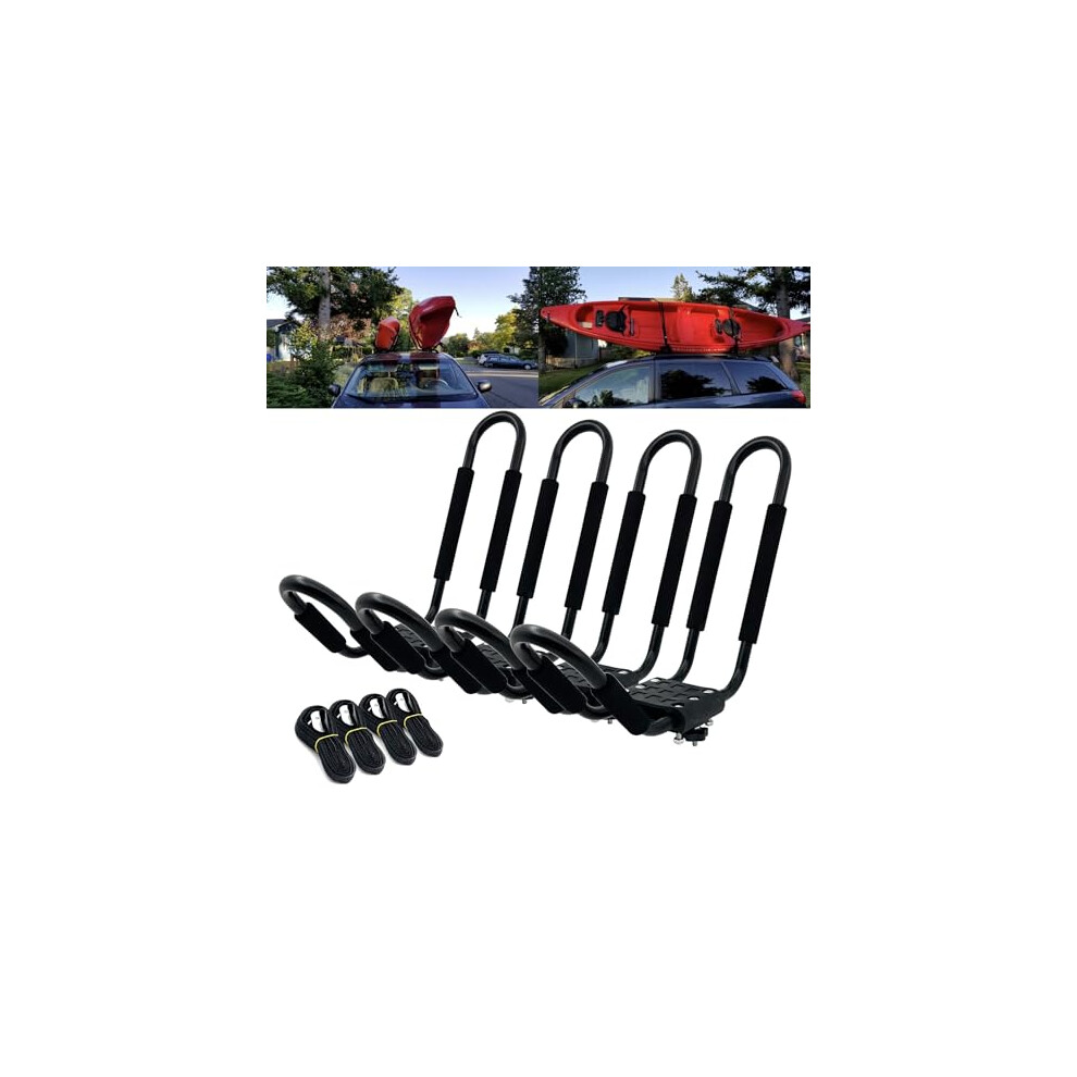 4Pack Universal Jbar Kayak Roof Rack Set, Secure And Spacesaving Canoe Carrier For Car Crossbars 9455672336444