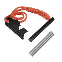 Red Ferro Rod Fire Starter Kit with Magnesium Rod, 6in1 Scraper and Paracord Handle for Camping