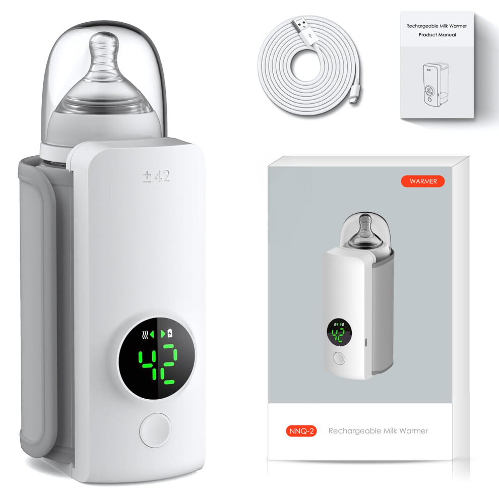 Cordless Portable Bottle Warmer for Travel, Rechargeable 6000mAh Baby Milk Heater, Fast Universal Heating