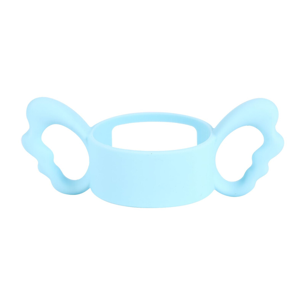 Baby Bottle Handle Grip, Nonslip Silicone Feeding Bottle Holder, Hands Nursing Accessory Blue