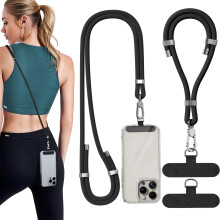4Pack Adjustable AntiTheft Phone Lanyard and Wrist Strap, SkinFriendly with Metal Buckle, Black for Smartphones