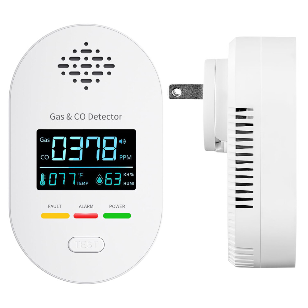 4 In 1 Carbon Monoxide And Natural Gas Detector With Quad Display, 85Db Alarm, Home And Travel Use 9053599727330