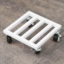 Heavy Duty Metal Plant Caddy with Locking Wheels, Square Rolling Plant Stand for Indoor Outdoor Large Flower Pots, 25cm White