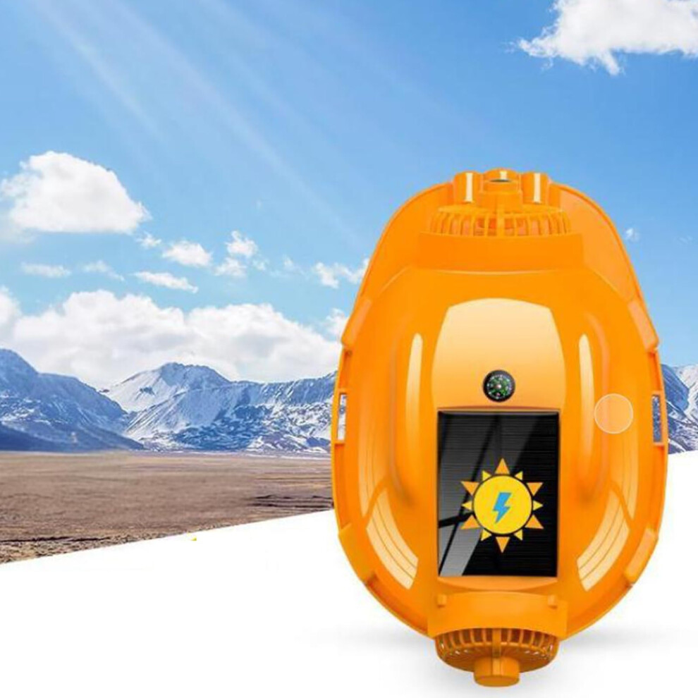 Yellow Solar Hard Hat With Fan And Led Light, Ventilated Safety Helmet For Outdoor Construction Workers 9455672340892