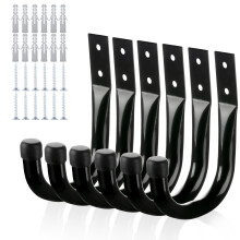 Heavy Duty Metal Wall Hooks 3.5 Inch Utility J Hooks for Garage Storage Tools Bags 6 Pack Black