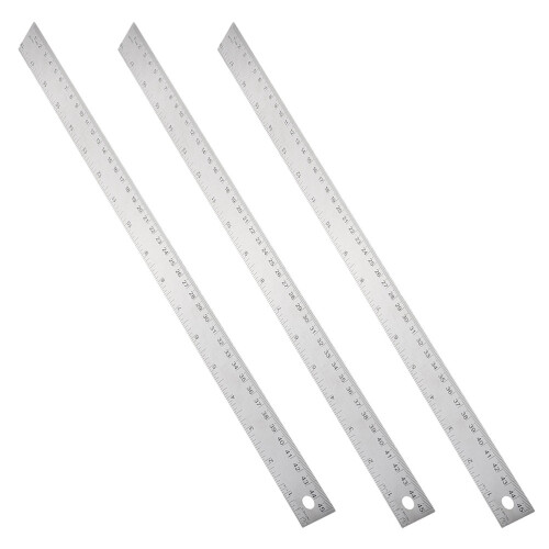 3Pcs Multi-Function Cork Backing Rulers Strong Stainless Steel Silver