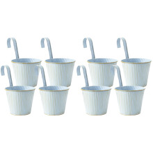 8Pcs Blue Iron Hanging Flower Pot Indoor Home Garden Plant Holder
