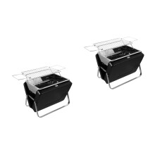 2Pcs Metal Black Portable Folding Outdoor Bbq Grill for Patio Yard