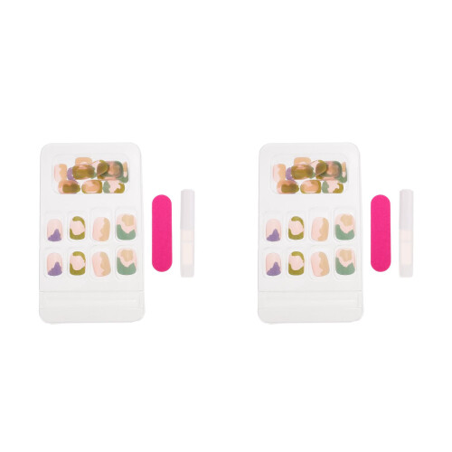 48Pcs Assorted Color Reusable Fake Nail Tips Plastic for Home DIY 2