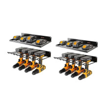 Power Tool Organizer Wall Mount, Heavy Duty 4 Piece Cordless Drill Holder Rack for Garage Storage, Black
