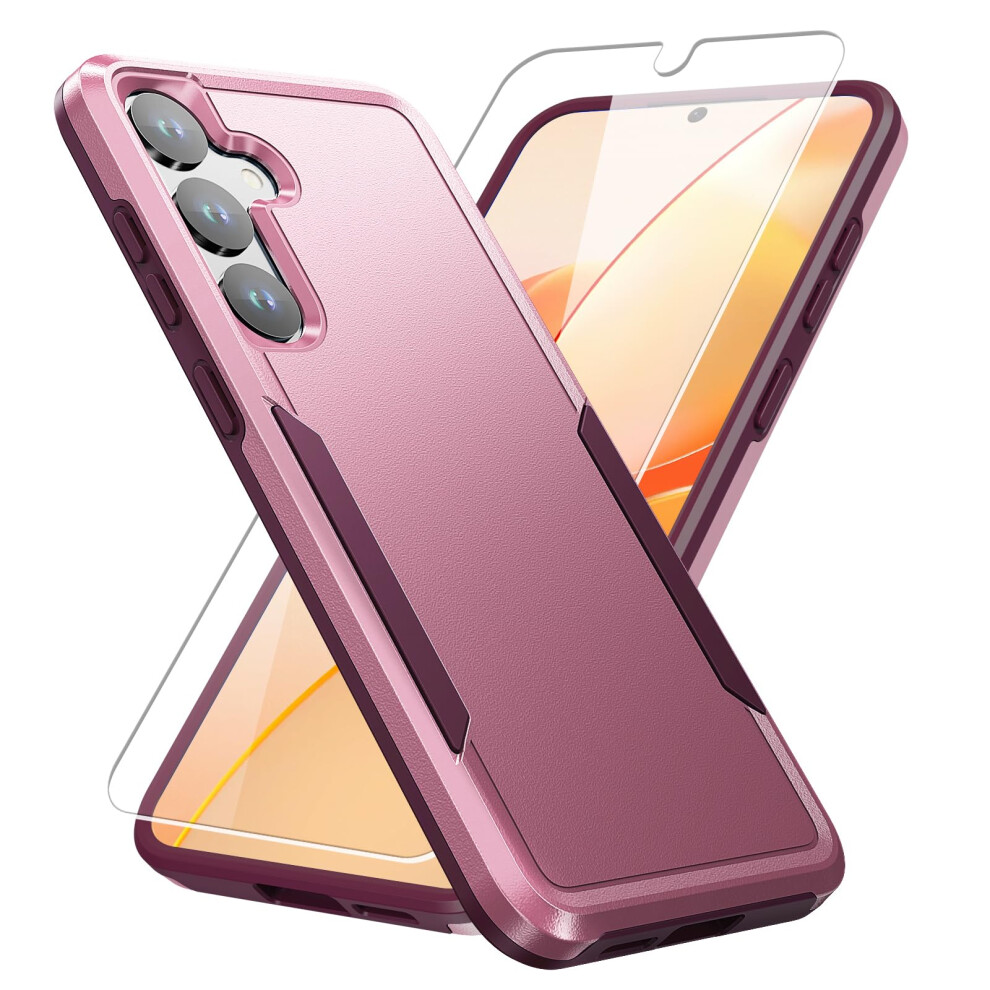 Case For Samsung Galaxy S25 Plus Rugged Shockproof DualâLayer Protective Cover With Screen Protector And Military Grade Protection Pink 9771547472360
