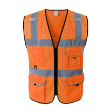 Reflective Safety Vest Visibility Orange with Breathable Fabric for Outdoor Night Security