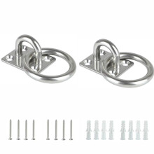 2 Packs 304 Stainless Steel Ceiling Hook Pad Eye Plate M8 Heavy Duty Wall Mount for Hammocks and Swings