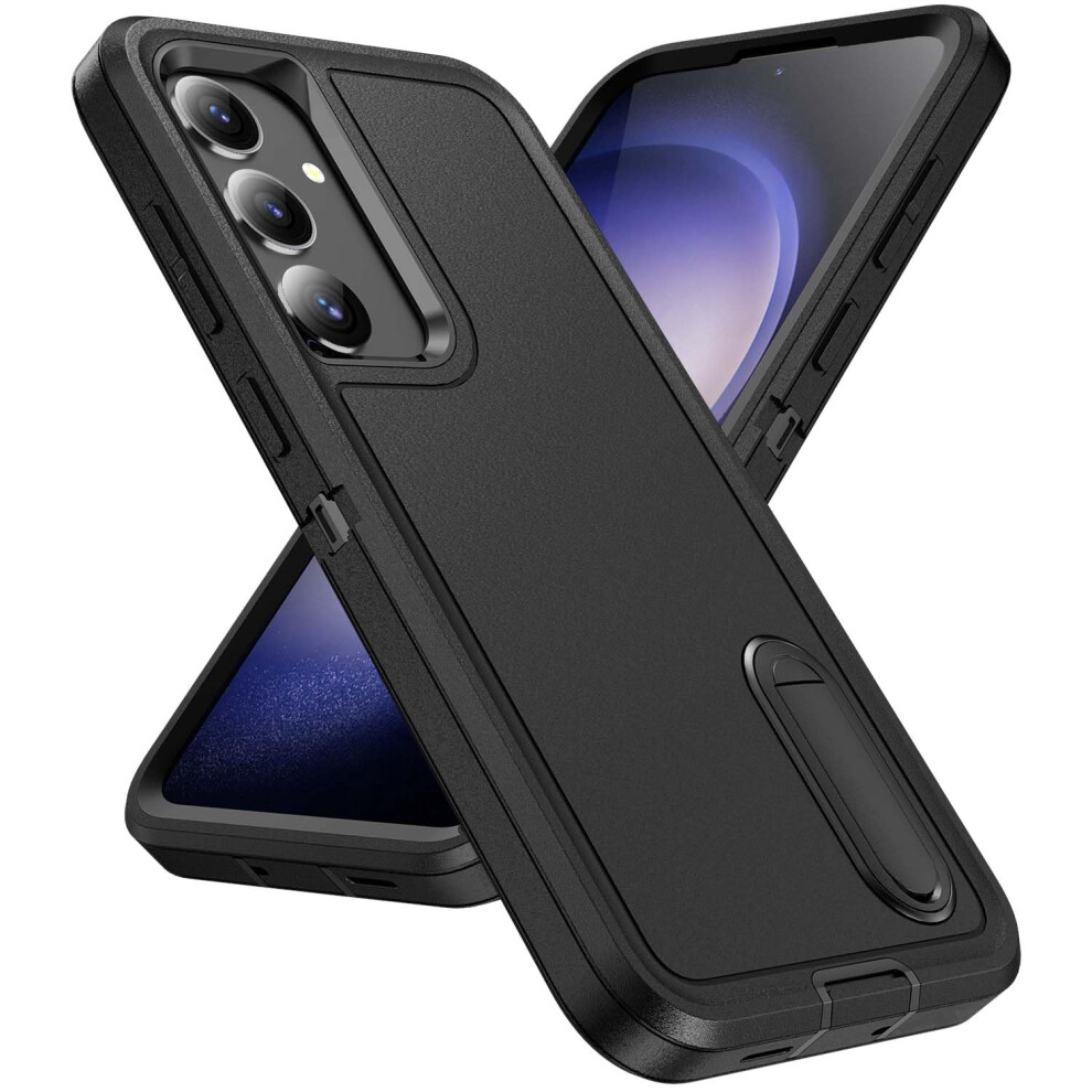Case For Galaxy S25 Plus Heavy Duty Shockproof Cover With Kickstand Triplelayer Protection Black 9169991617565