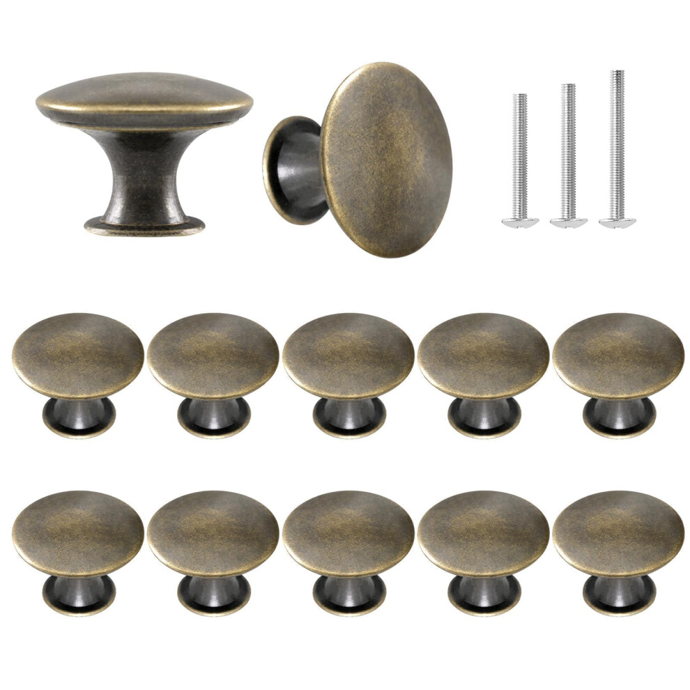 12X Antique Brass Cabinet Knobs 30Mm Vintage Drawer Handles For Kitchen Wardrobe Dresser 9455672342391