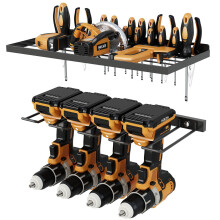 Garage Tool Organizer Heavy Duty TwoTier Steel Power Tool Storage Rack Wall Mount Drill Holder for Garage