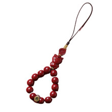 Zodiac Horse Phone Charm Cinnabar Pendant with Durable Coffee Cord Lucky Year Gift for Men and Women
