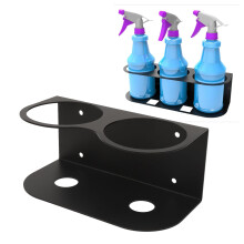 Heavy Duty Carbon Steel Spray Bottle Holder Rack, Double Hole Wall Mount Organizer for Garage and Home