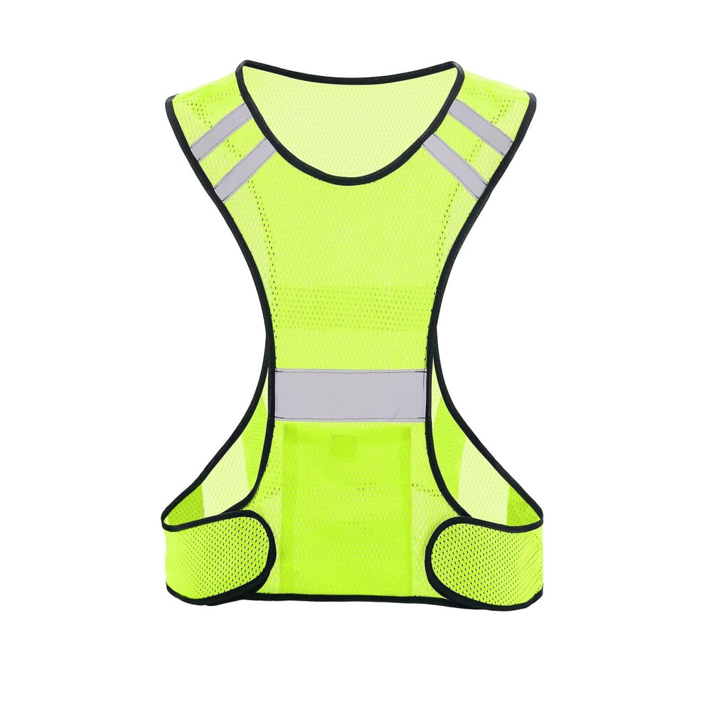 Reflective Safety Vest Visibility Yellow For Night Running And Traffic Safety Universal Fit 9455672343787