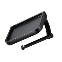 Wall Mounted Toilet Paper Holder with Waterproof Phone Shelf, 2 in 1 SpaceSaving Black Bathroom Organizer