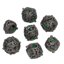 7-Stück Kupfer Hohlwürfel-Set – Grün & Schwarz Nickel tragbares Metall-Polyeder