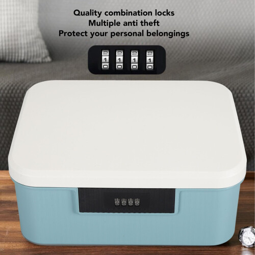Lock Box with Numeric Password Lock, Double Layer 9L Safe Box for Documents and Valuables Blue 2