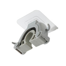 2pcs Grey Adhesive Mop and Broom Holder Wall Mount Clips for Bathroom and Kitchen Organizer