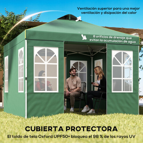 Outsunny Carpa Plegable Verde 293 x 293 x 272 cm 1