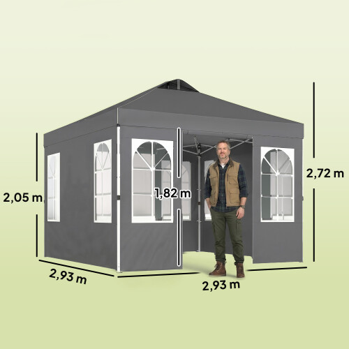 Outsunny Carpa Plegable Gris 293 x 293 x 272 cm 2