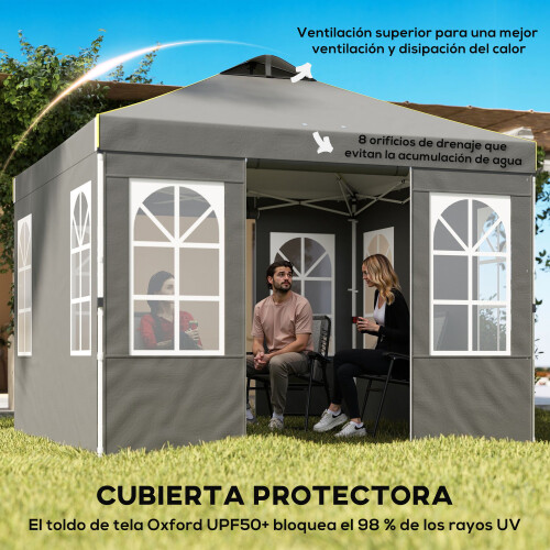 Outsunny Carpa Plegable Gris 293 x 293 x 272 cm 1