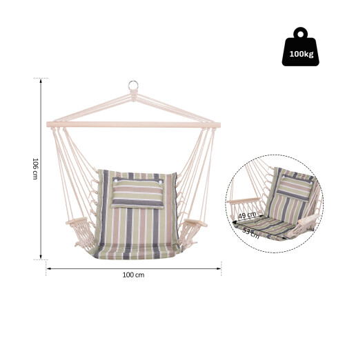 Outsunny Silla Colgante Multicolor 100 x 106 cm 2