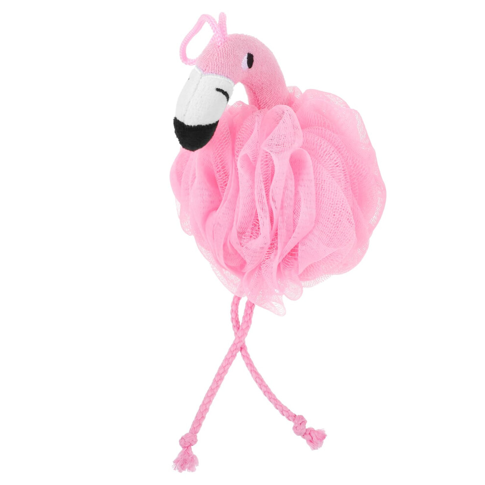 Pink Flamingo Bath Sponge Mesh Shower Pouf For Rich Foam And Gentle Skin Exfoliation