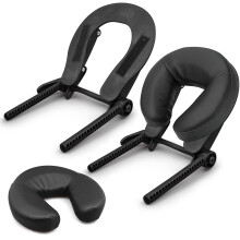 Adjustable Massage Table Face Cradle with Memory Foam Pillow, Waterproof PU, Universal Fit, Black