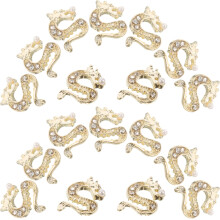 50pcs 3D Dragon Nail Charms with Sparkling Rhinestones Chinese Style Alloy Decorations for Manicure Art