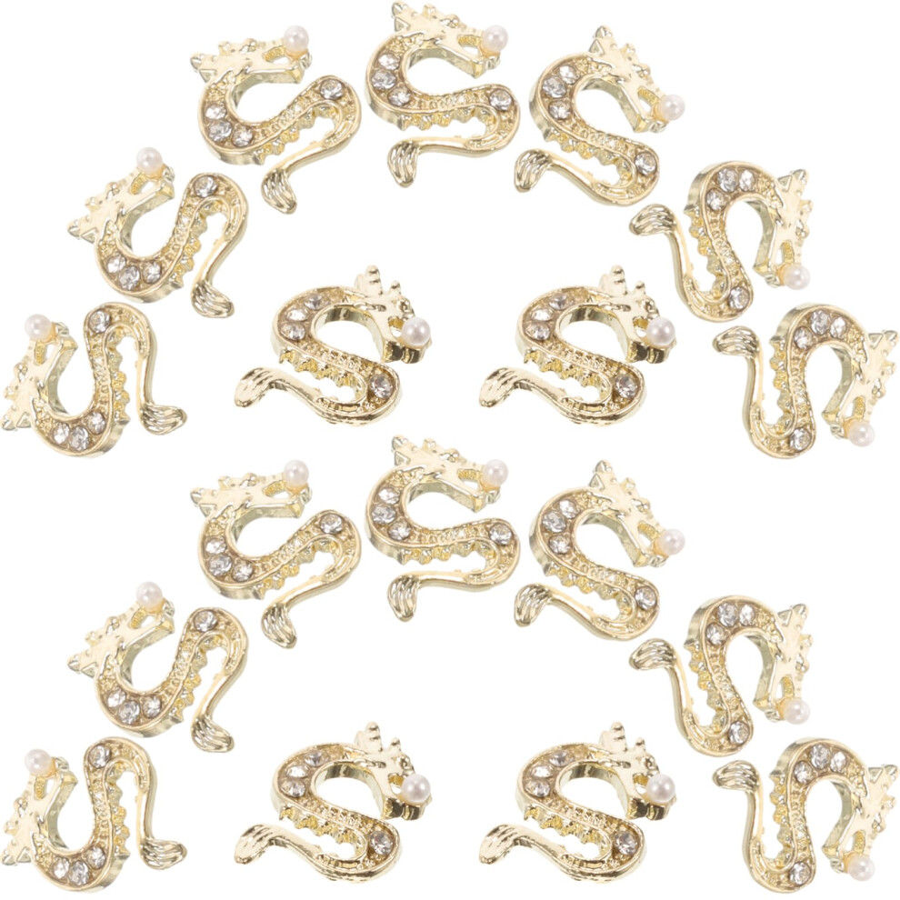 50pcs 3D Dragon Nail Charms with Sparkling Rhinestones Chinese Style Alloy Decorations for Manicure Art